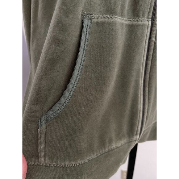 EUC Lands End Olive Velour Green Full-Zip Hoodie With Pockets - Picture 3 of 6